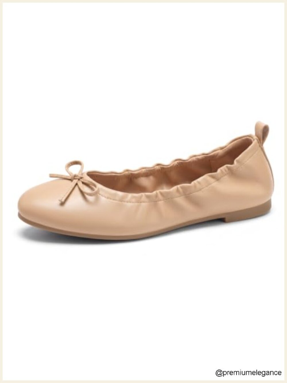 Faux Leather Bow Ballet Flats, Cushioned Arch Support Work Shoe